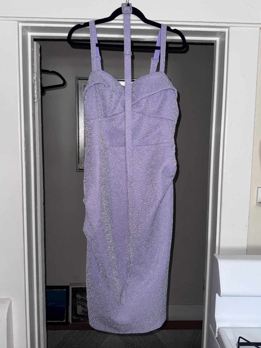 Vixen by Micheline Pitt - Jawbreaker Wiggle Dress in Lilac Lurex, NWT, Size 2X - Picture 2 of 4
